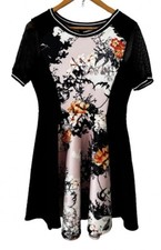 Mandi Scuba Skater Dress W Mesh Shrt Slvs Blk& Pink WMN 14 Blokecore Whimsigoth