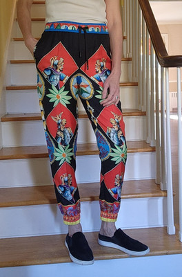 Dolce&Gabbana 100% silk ''Teatro dei Pupi'' print jogger lounge pants, IT38 (US2)
