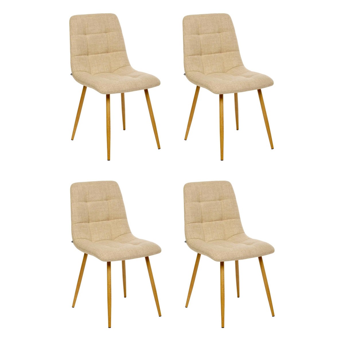 Chaises effet lin beige Sirac lot de 4 de 84cm contre la fatigue dorsale