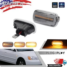 2X Clear Lens Sequential Amber LED Side Marker Lights For 2003-2007 Honda Accord
