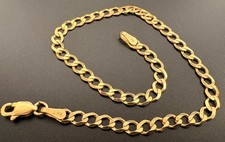 9ct Gold 4mm Flat Curb Link Bracelet 18.5cm - c049300169353 MC.HH