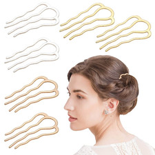 6 Pcs Hair Fork Clip Metal Hair Side Combs Bun Updo Hair Sticks French Twist Hai