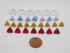 29 Antique Glass Buttons Triangle Pyramid Shaped 4 Colors Up To 7/16"