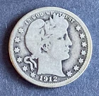 1912-S USA BARBER QUARTER KM-114 N-10591 ~$14 MELT SCARCE DATE & BETTER GRADE VG