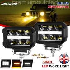 Pair 5" 120W LED Work Light Bar Driving Fog Spot Pods with DRL Offroad ATV Truck