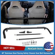 Black 49.0" Universal Iron Racing Safety Seats Belt Chassis Roll Harness Bar Rod