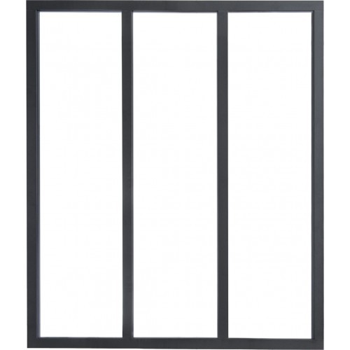 Verrière 3 carreaux 108 x 93,2 cm avec vitrage trempé et cadre noir sablé stable