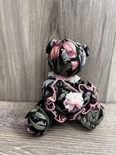 Dakin Floral Stuffed Teddy Bear Holding Heart Pillow 1990 6 Vintage