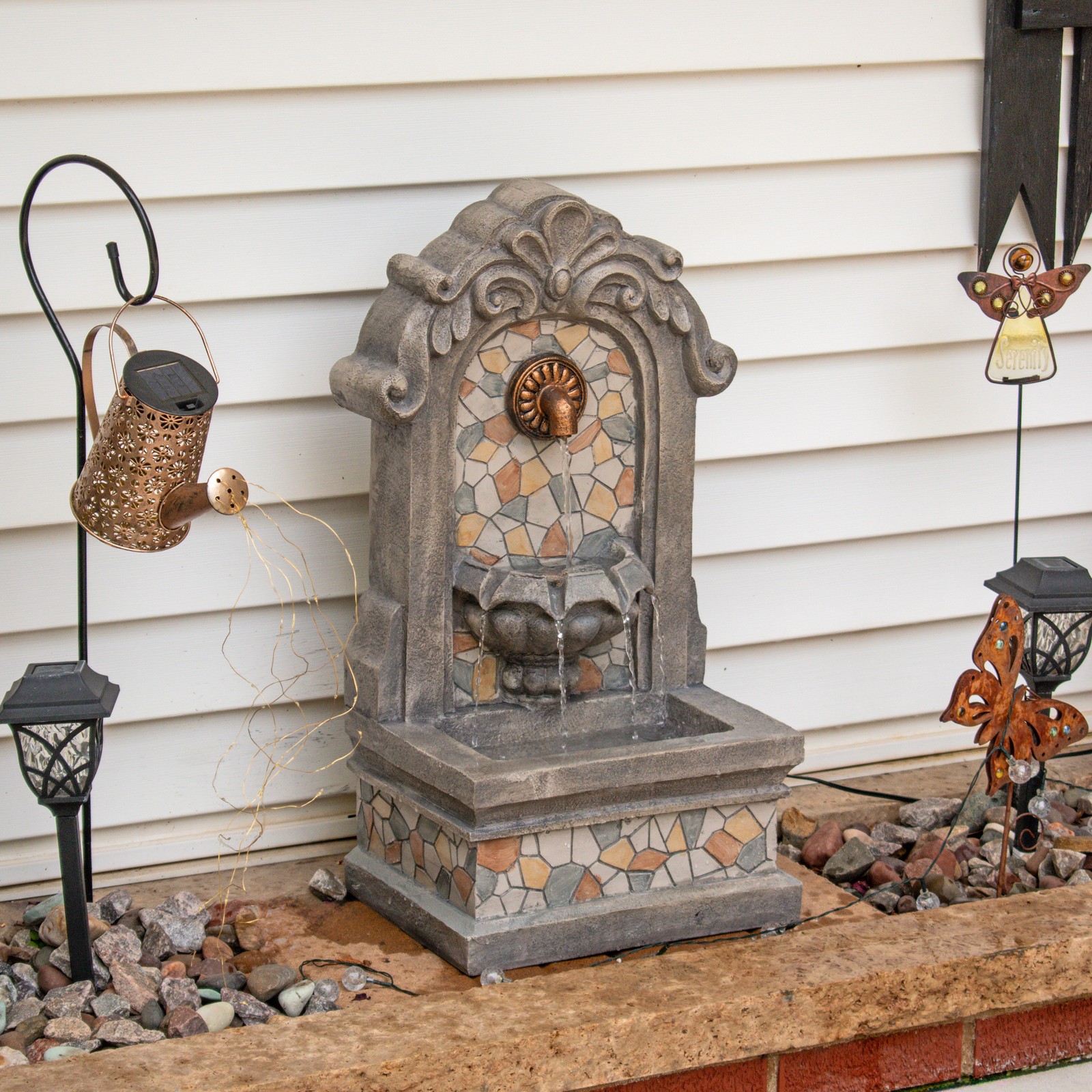 Enchanting Estate Polyresin Flat Back Outdoor Wall Fountain by Sunnydaze