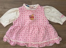 Vintage Disney Winnie The Pooh Pink Floral Dress  Bodysuit Set 6/9 Months