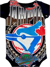 VTG TORONTO BLUE JAYS MLB 1993 BACK 2 BACK WORLD SERIES RETRO BABY ONE PIECE