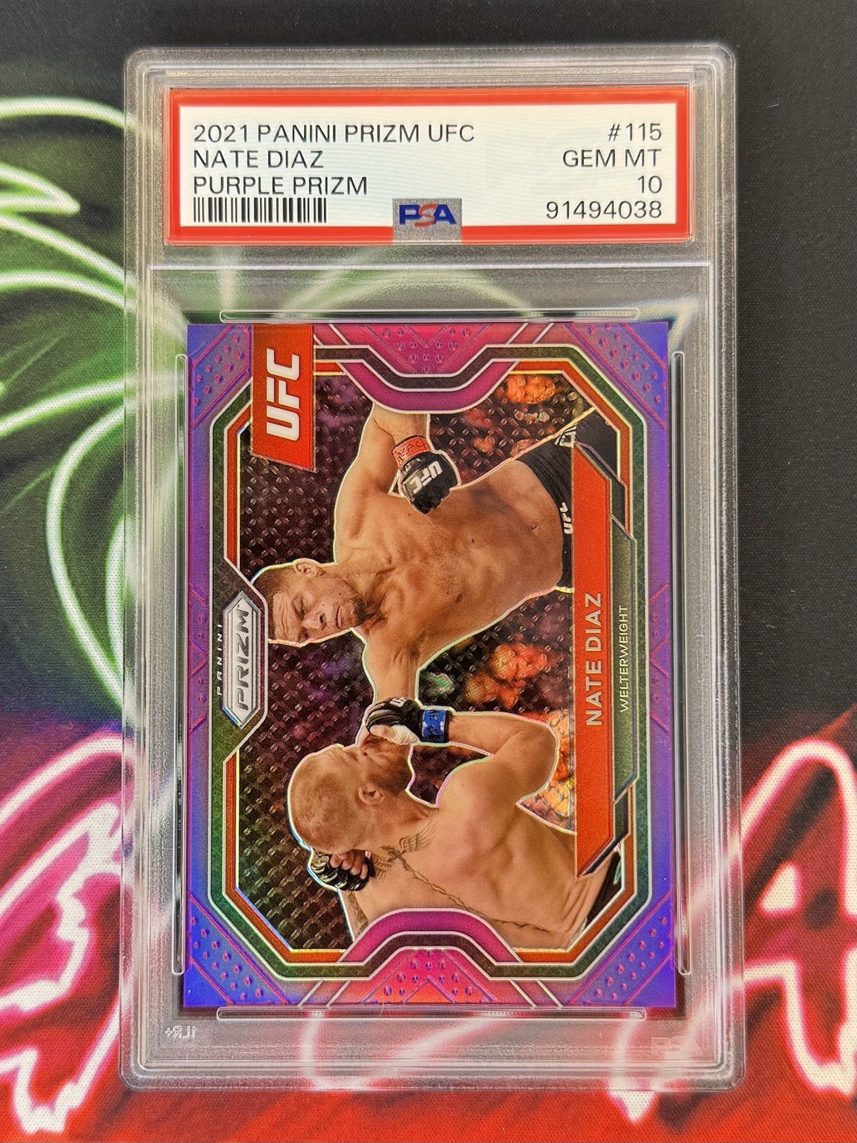 2021 Panini Prizm UFC Nate Diaz Purple Prizm /149 PSA 10 #115