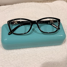 Tiffany Co TF2074 8055 Eyeglass Frames Black Blue 52-16 135 w/ Case Italy