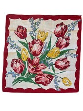 Vintage Granny Hankie Tulips Lady Feminine 12x12