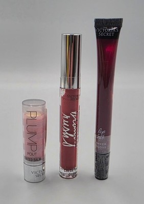 Victoria s Secret Lip Gloss Set 3pc Sealed Plump Balm Charmed Fearless Flatter
