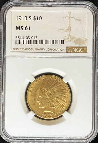 1913-S $10 Indian MS61 NGC (#PA3816103017)