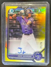 2022 Bowman Chrome Juan Guerrero Auto Yellow Refractor 1st #27/75
