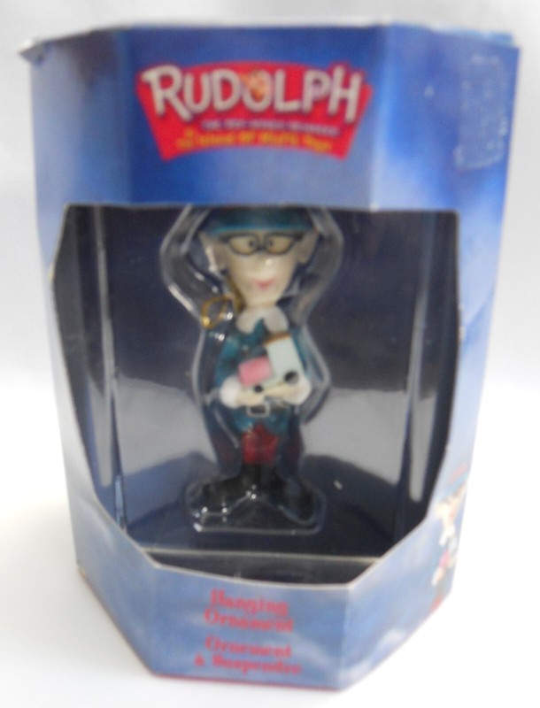 Rare Rudolph Reindeer MISFIT Toy Island Hank TALL ELF w/ GLASSES Ornament Enesco