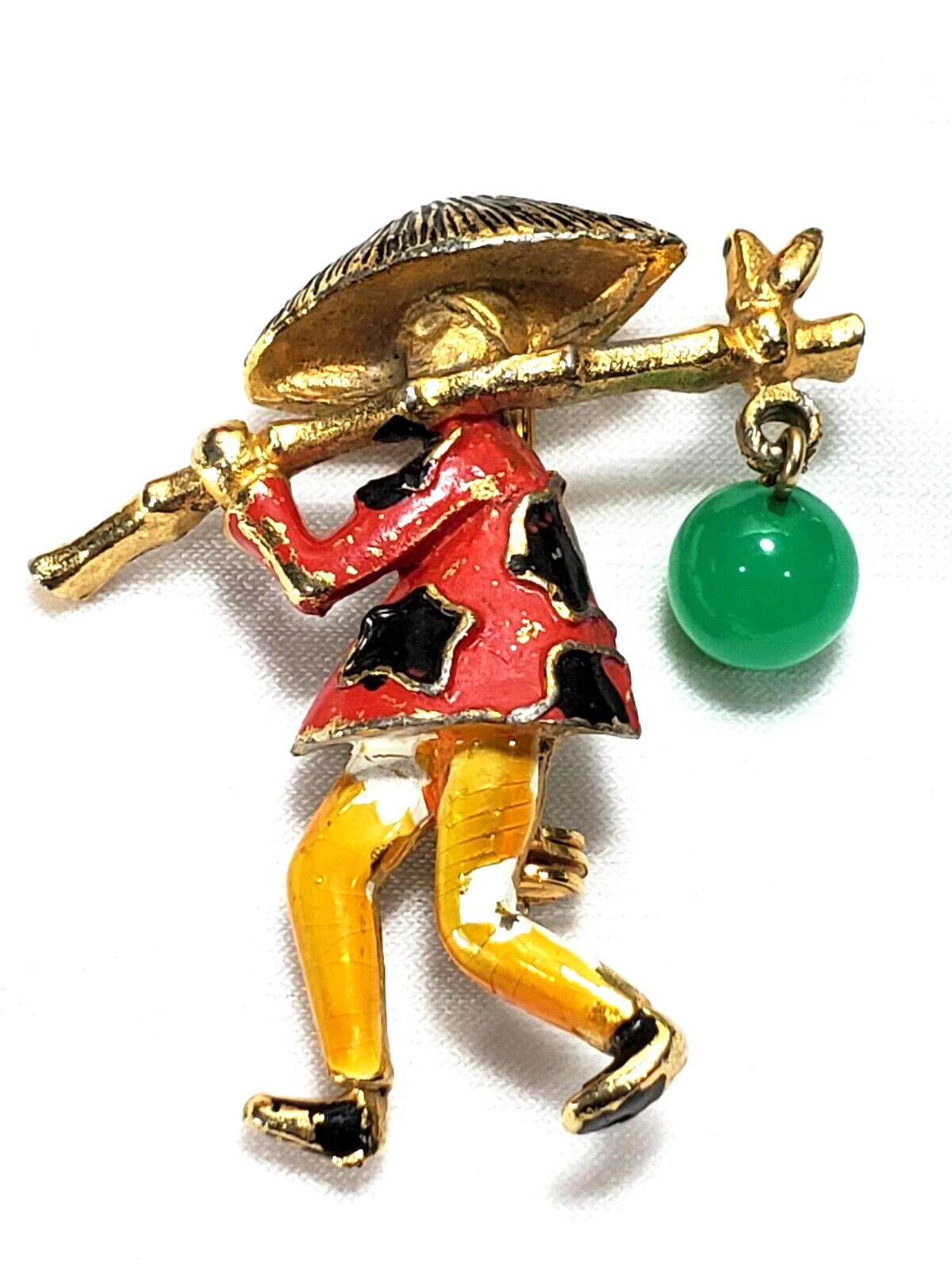 Vintage Gold Asian Chinese Japanese Hobo Brooch Pin