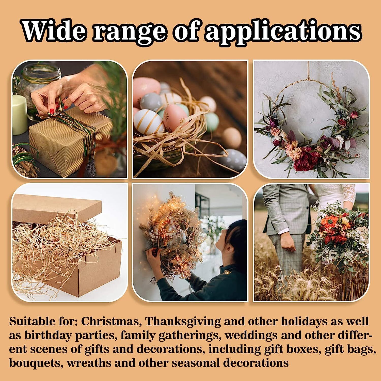 300G Natural Raffia Ribbon Raffia Grass Sukh Raffia Straw for Florist