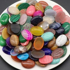 Natural Mixed Gemstone Oval Cabochon CAB Flatback Reiki Chakra Beads 18mm x 25mm