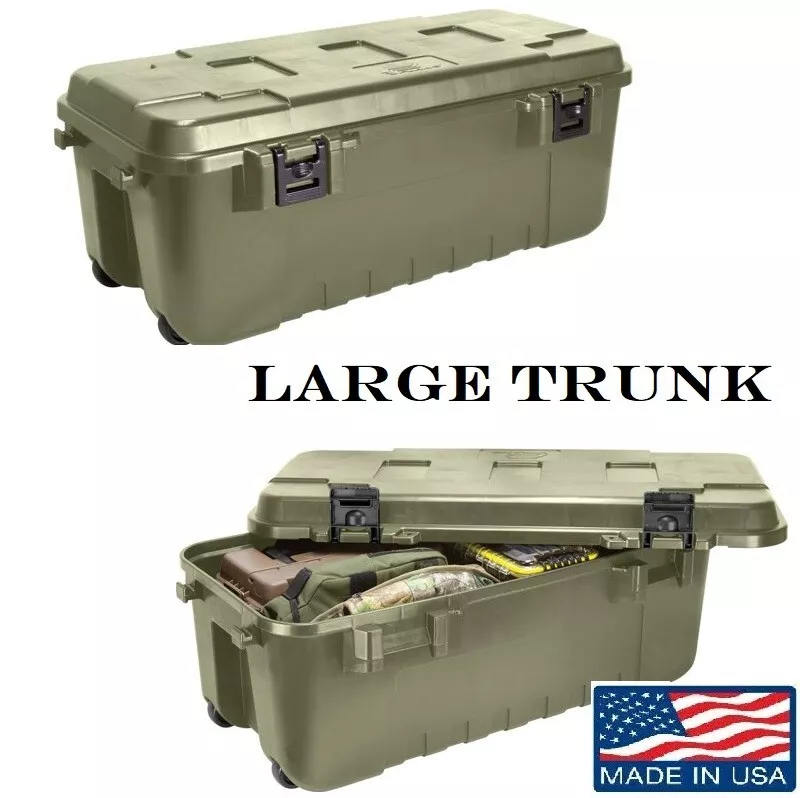 Rolling Storage Trunk Footlocker Travel Tote Box Lockable Sport Gear  Utility Box