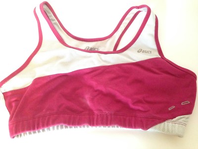 Asics Fucsia and Gray Two Layer Racer Back Sport Bra Top M