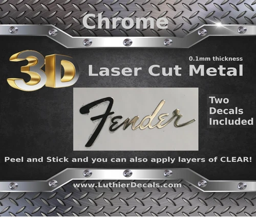 Fender Guitar Decal 3d metal Headstock Restoration Sticker m6b