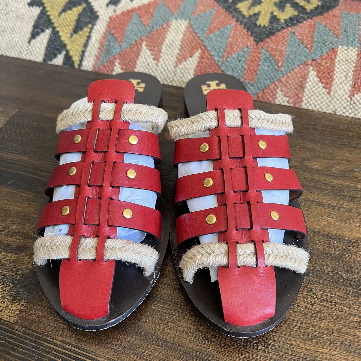 TORY BURCH トリーバーチ サンダル 6M 約 23cm レッド Tory Burch トリーバーチ ビーチ サンダル 赤 ロゴ 靴 - メルカリ