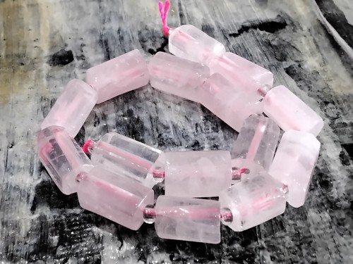 Natural Rose Quartz, Faceted Column, 8-11x6-8x5-7mm, Approx 16pce strand - Bild 2 von 4