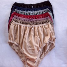 7 Underwear Nylon Panties Silky Light Soft Smooth Briefs High Waist 30"-36"SizeL