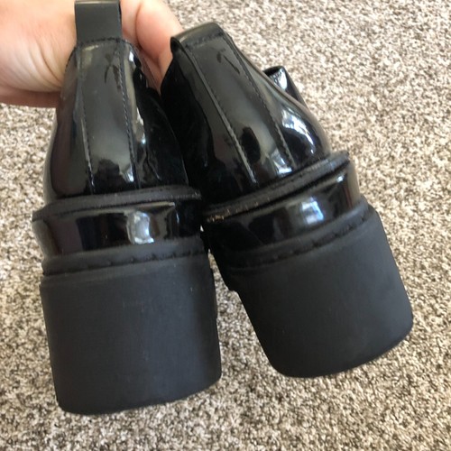 Jeffrey Campbell Schism Patent Leather Platform Loafer Lace up shoe Black 9.5M - Picture 5 of 10