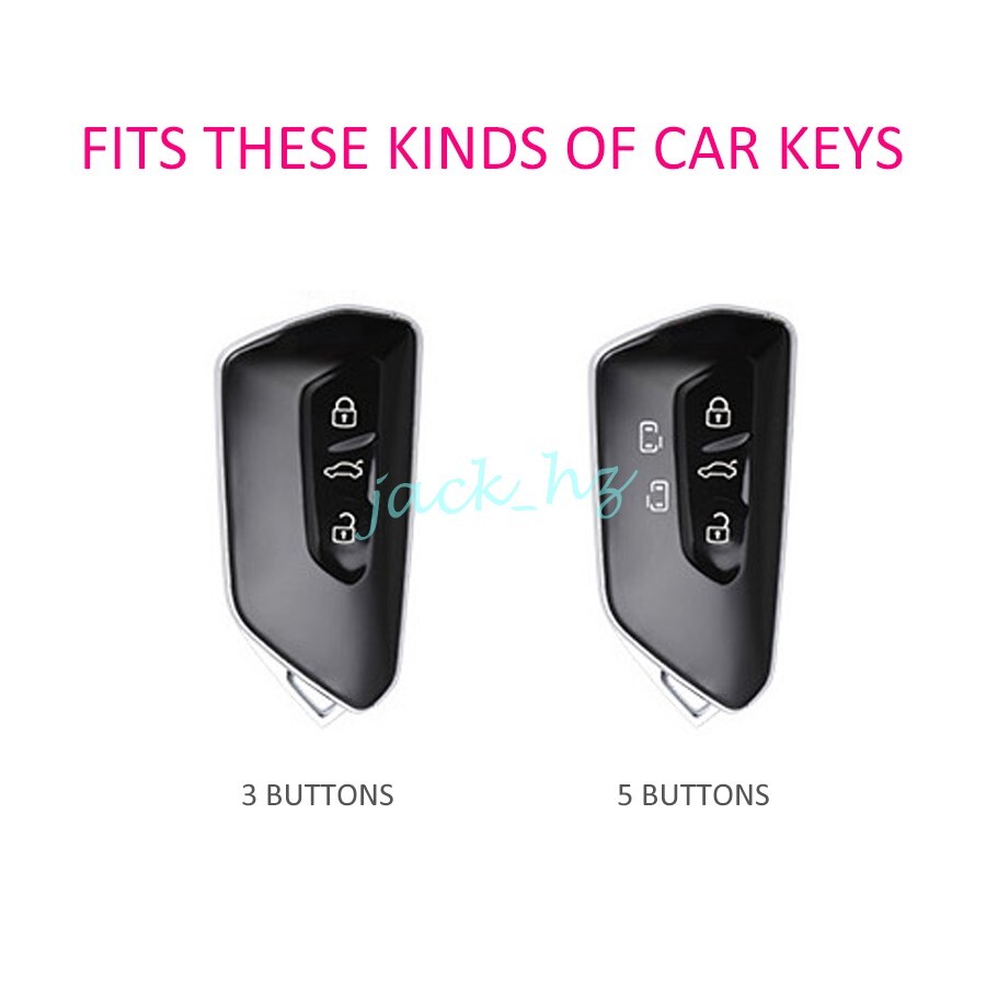 Metal Leather Car Key Fob Case Cover Keychain For VW Atlas Golf