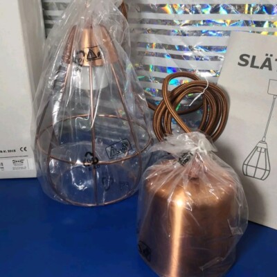 Neu Deckenleuchte Ikea Slattbo Kupferkäfig & geflochtenes Kabel Pendelleuchte länger Tropfen