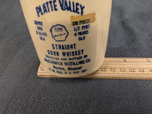 Vintage McCormick Platte Valley Straight Corn Whiskey Corked Jug Not Empty - Picture 3 of 11