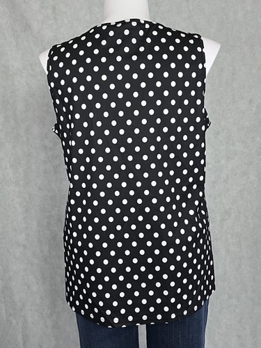 Bloomchic Polka Dot Scalloped V-Neck Blouse Sleeveless Black White NWT Sz 14-16 - Picture 7 of 14