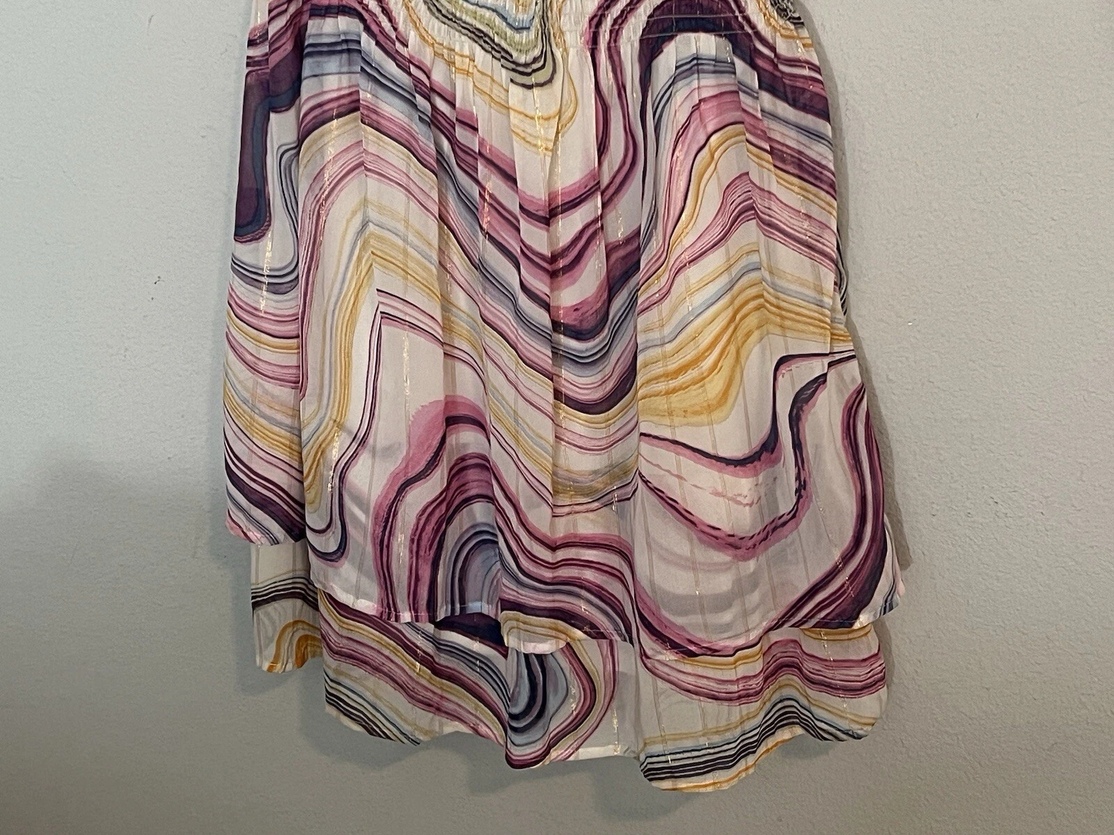 OFF WHITE Mini abito monospalla a strati Lovestitch taglia large bianco sporco prugna