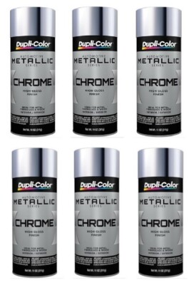 Duplicolor CS101 Instant Chrome Metallic Enamel Spray Paint 12 Oz Can (6 Pack)