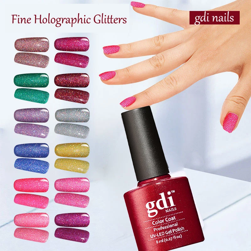 gdi nails LONDON Fine Holographic Glitters UV LED Soak Off Gel Nail Polish UK