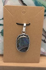 1.5  Abalone Shell Gemstone Pendant  Bail 925 Silver Plated Handmade 3189