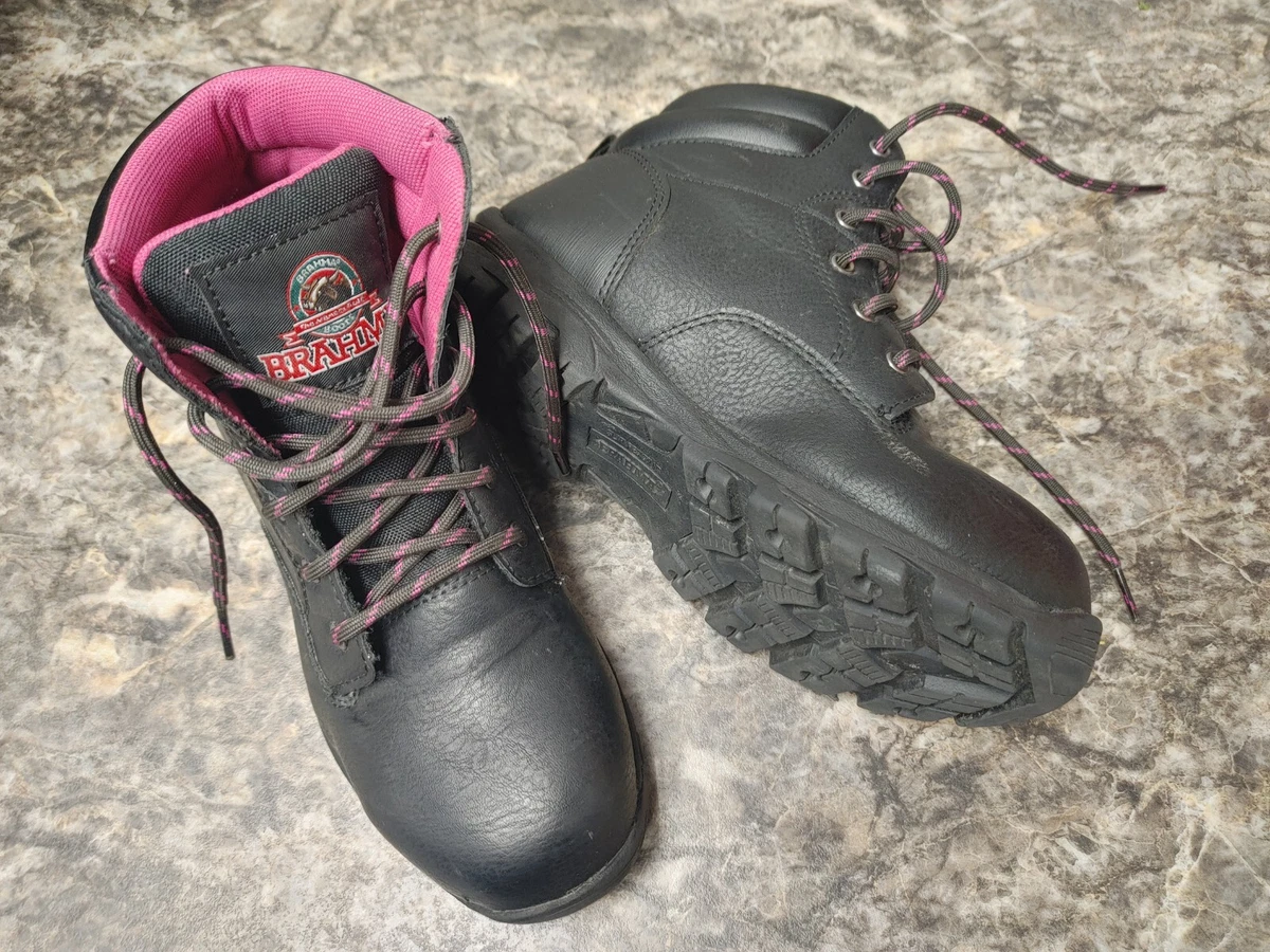 Women's black steel toe work cheap boots