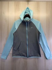 Nike Therma Fit Womens Blue Gray Full Zip Hooded Running Jacket Size S-7210
