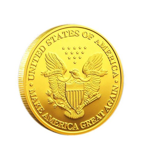 10pcs 2024 president donald trump gold plated eagle usa flag