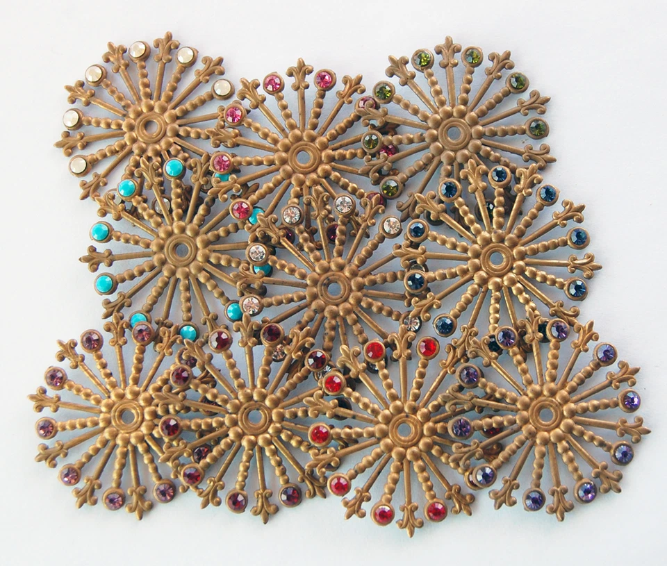 RADIO DECORATIVO VINTAGE PEDRERÍA LATÓN hecho con SWAROVSKI MUCHOS COLORES 39mm Foto 2 de 4