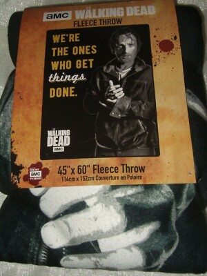 The Walking Dead 1 Zombies Rick Grimes Sherpa Plush Fleece Throw Blanket AMC TWD
