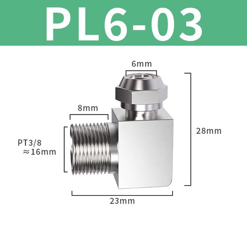 Durable Thread Pneumatic Elbow Pipe Fittings Quick Connector 90 Degree 4mm-16mm - Picture 10 of 24