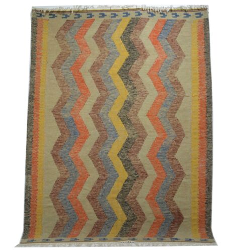 IC749 Hand Woven Ghashgai Kelim Natural Color Wool Carpet 223 x 168-