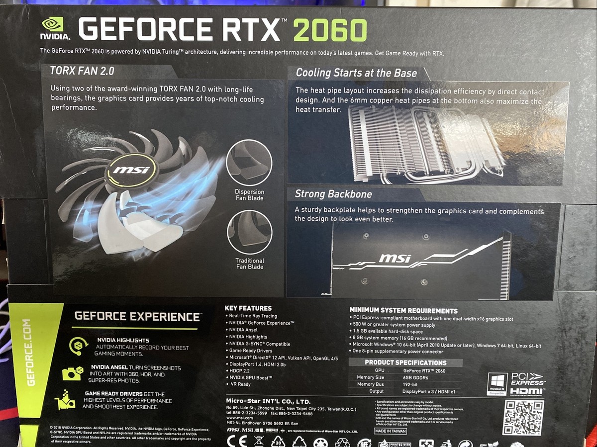 MSI NVIDIA RTX 2060 Ventus 6GB GDDR6 Graphics Card (G2060V6C) for