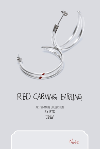 BTS JIMIN RED CARVING EARRING BTS Artist Made Collection AMC by