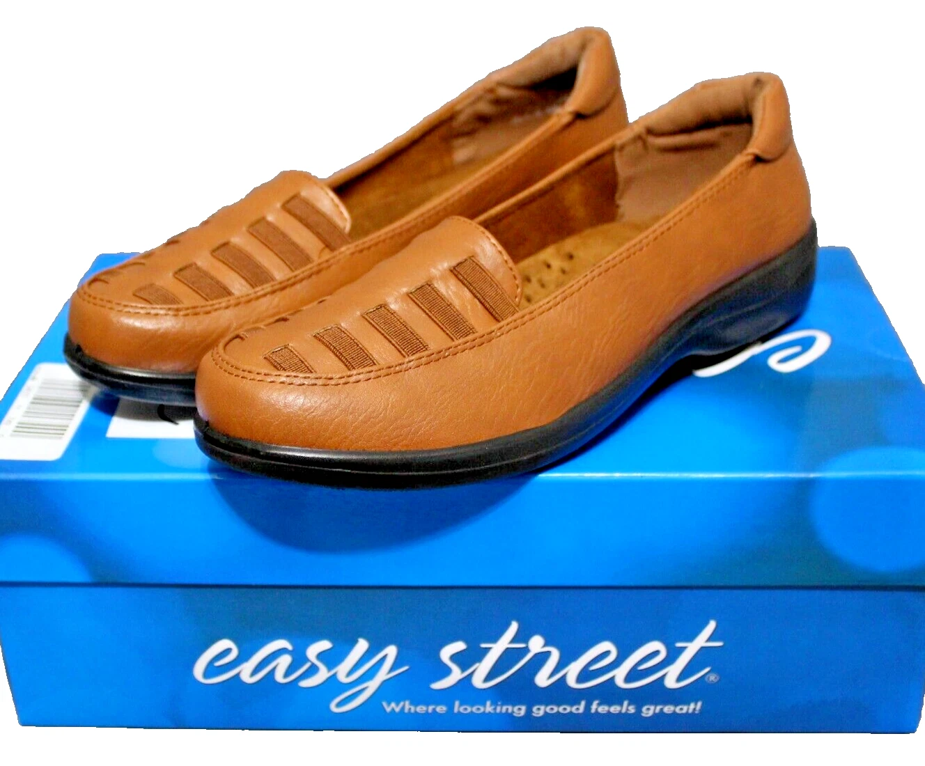 EASY STREET womens GENESIS slip on casual shoes size 6.5 M tan faux leather NEW